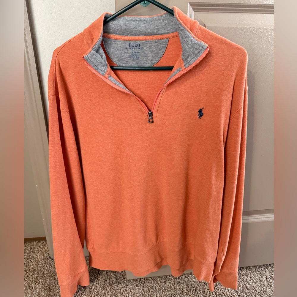 Ralph Lauren Quarter-Zip Pullover. Size Large. Color: Spring Melon (Orange)